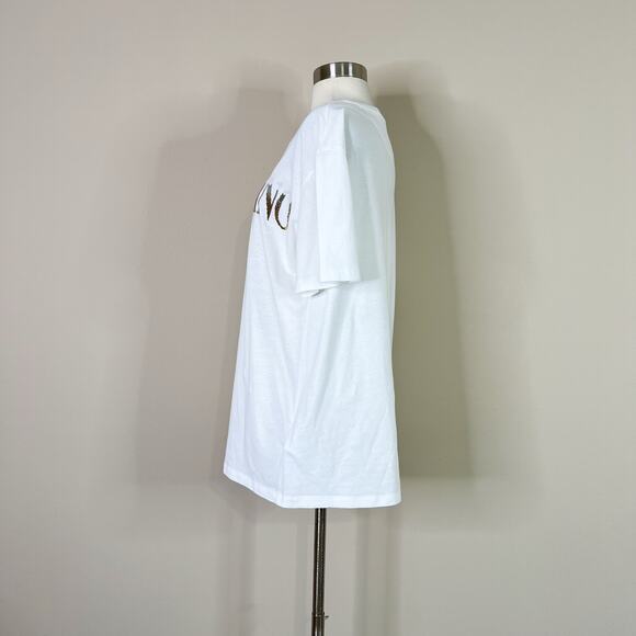 Valentino | Gradient Sequin Logo Silver Gold White Cotton Designer Tee T-Shirt S - Picture 9 of 10